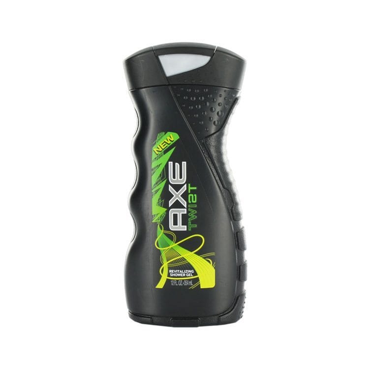 axe twist body shower gel scrub black bottle consumer goods product photography example