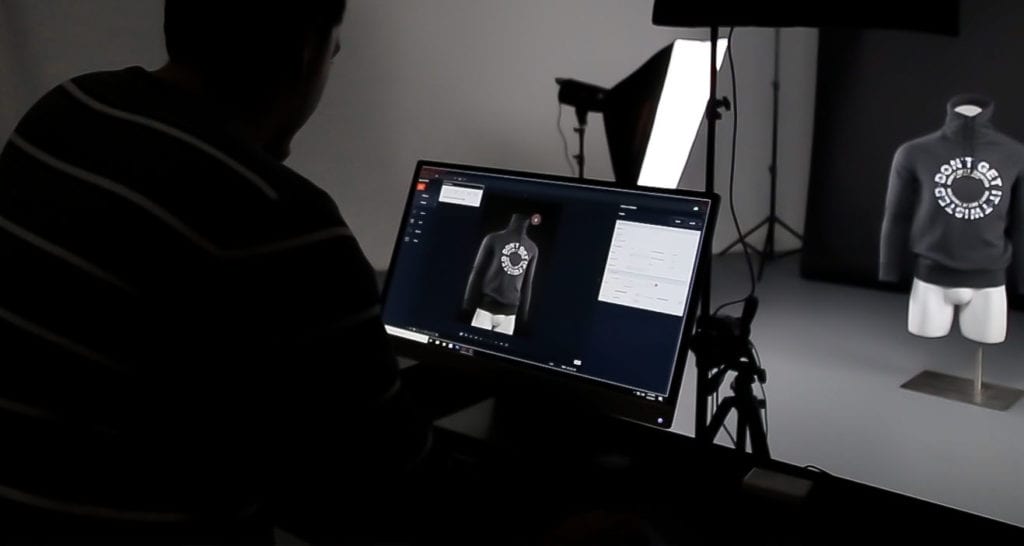 Ortery product photography software in use